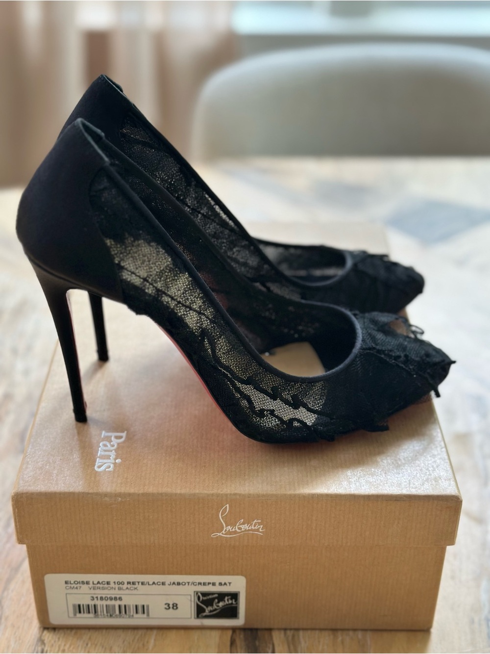Christian Louboutin Eloise Lace 100 Pumps Black 38 - Picture 4 of 9